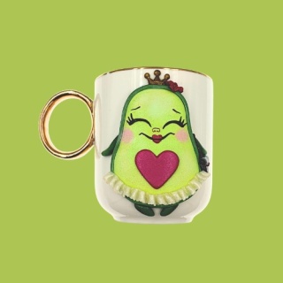 Kubek kolekcjonerski ręcznie zdobiony - Królowa Awokado