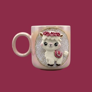 Kubek kolekcjonerski ręcznie zdobiony - Szczęśliwa lama