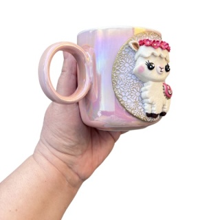 Kubek kolekcjonerski ręcznie zdobiony - Szczęśliwa lama