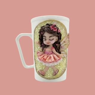 Kubek kolekcjonerski ręcznie zdobiony - Wróżka z pięknymi skrzydłami